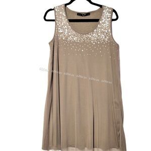 𝅺BROWN Sparkly Sleeveless Tunic Top  Size M, Size XL - NEW